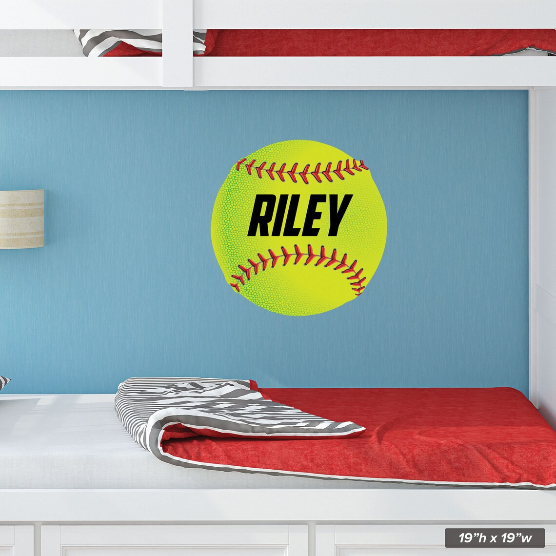 Custom Softball Wall Decal Custom Name 19x19 0594 for Etsy