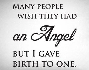 Angel Baby Wall Decal - 0094 angel baby memorial - angel baby wall art - baby shower gift - baby shower gift for mom