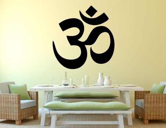 hindu om-wall decal 0051 yoga decal sanskrit wall decal | etsy