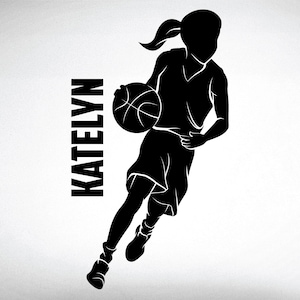Custom Name Girls Basketball Wall Decal: Home Decor - 0265