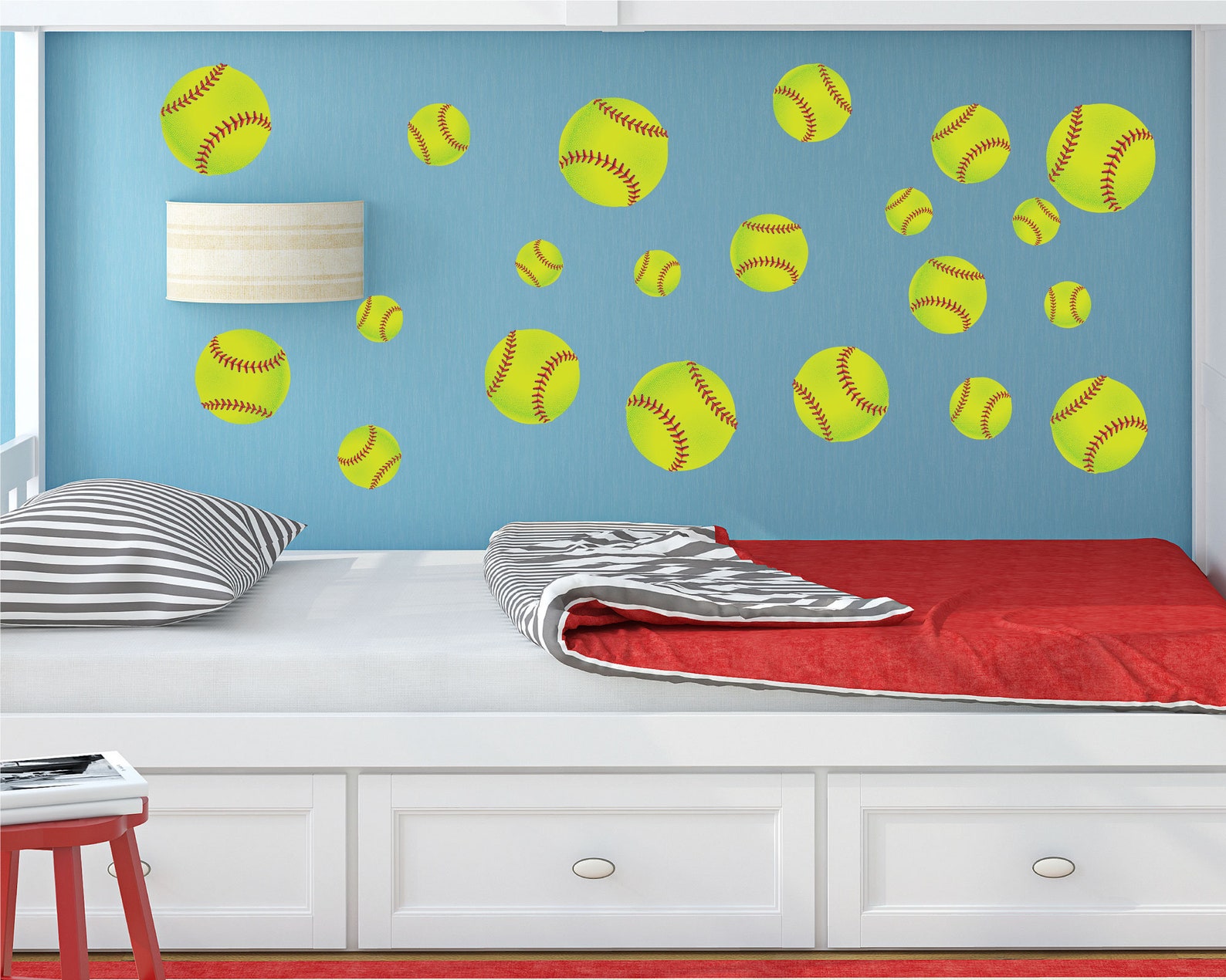 Softball Wall Stickers Qty 22 Softball Peel and Stick Wall Etsy Canada