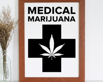 INSTANT DOWNLOAD: Medical Marijuana with Cross, 8.5x11, JPG, 0640, Digital Download
