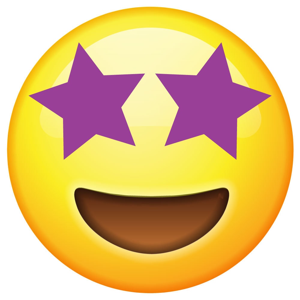 Large Emoji Wall Decal 28h X 28w Star Eyes Etsy