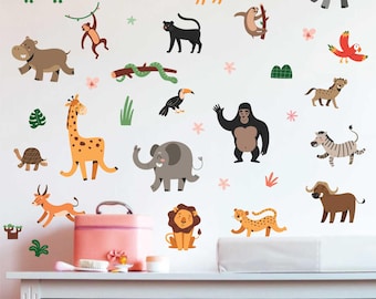 Jungle Animal Wall Decals: Peel and Stick Nursery Decor - 0735