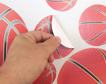 Basketball Wall Decals: Peel and Stick Sports Decor (Set of 22) - 0604