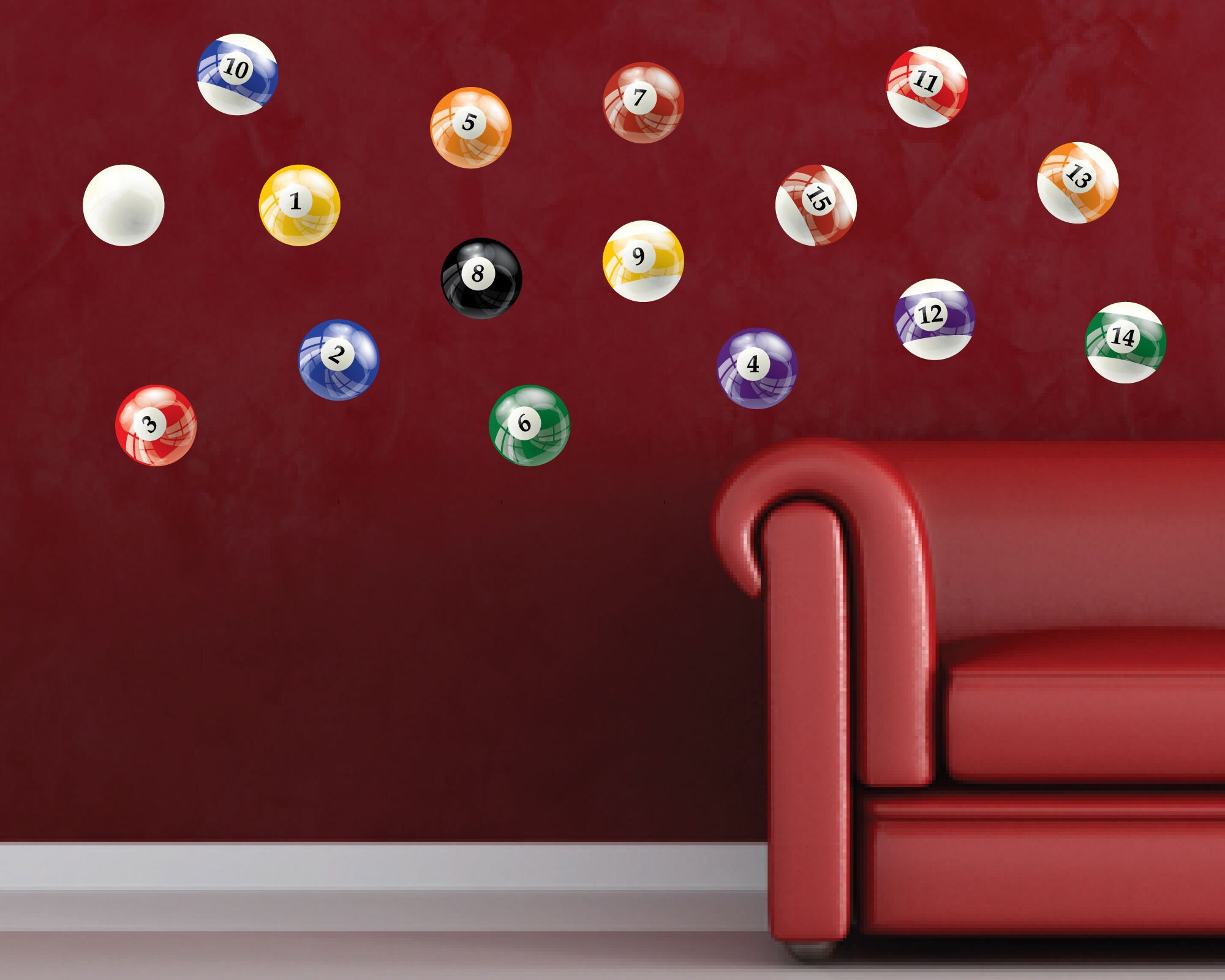 6 inch Pool Ball Wall Stickers Qty 16 Billiards Pool Etsy