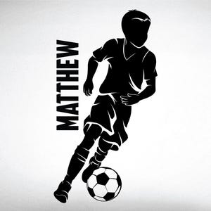 Custom Name Boys Soccer Wall Decal: Dribbling Player, Home Decor - 0273