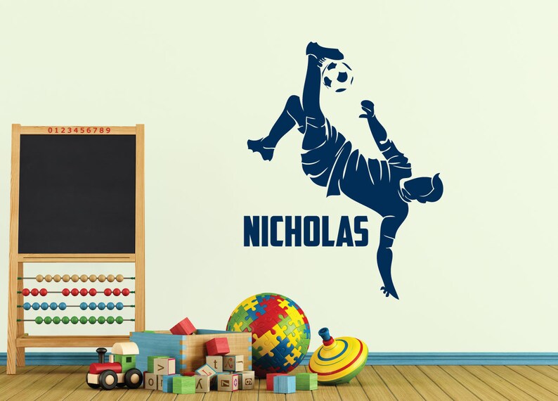 Boys Soccer Custom Name Boys Soccer Bicycle Kick - 0276 Kicking Shooting Wall Decor Home Decor