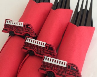 Firetruck Flatware Firetruck Theme Party Cutlery Red - Etsy