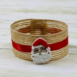 Santa Napkin Rings, Christmas Napkin Rings, Holiday Party Tableware, Father Christmas Tableware