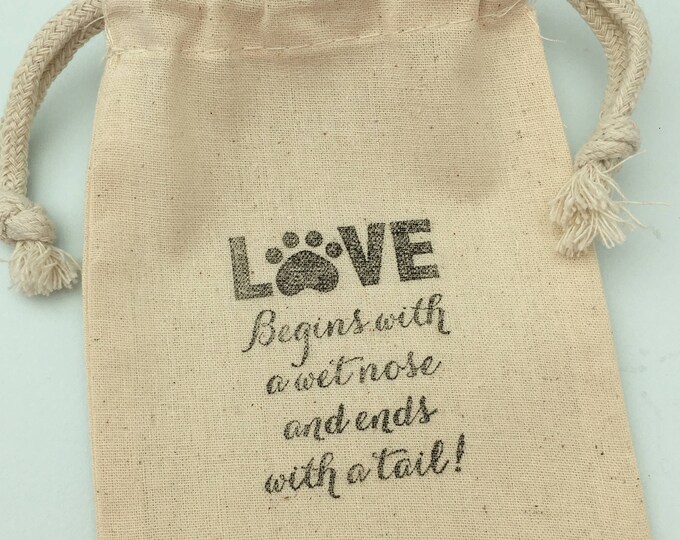 Dog Favor Bags Cute Doggy Party Bag Reusable Muslin Etsy