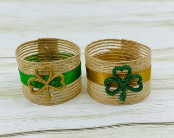 Shamrock Napkin Rings, St Patricks Day Napkin Rings, St Patricks Day Party Tableware, Irish Tableware