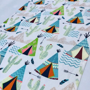Cactus and Teepee Table Runner:  Accent Table Mat or Runner Ideal for a Cactus Party, Camping Party or Adventure Party