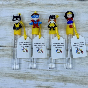 Valentine's Class Favor, Superhero Valentine Bubbles Class Favor, Classroom Valentine Favor, School Favor