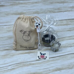 Cow Party Favor Bag: Play Doh, Cutter, Bubble Wand & Tattoo