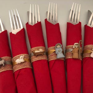 Nativity Scene Napkin Rings, Christmas Napkin Rings, Christian Christmas Tableware, Holiday Party Tableware