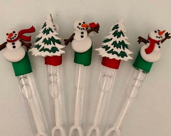 Christmas Snowman Bubble Wand, Christmas Party Favors, Snowman & Christmas Tree Party Supplies, Class Holiday Favor