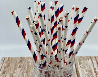 Stars and Stripes Party Straws: Patriotic 4th of July Decor