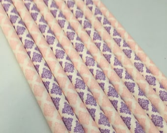 Tea Party Straws, Vintage Tea Party Straws, Birthday Party Straws, Damask Straws