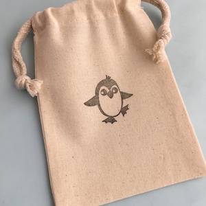 Penguin Favor Bags: Cute Penguin Party Bag, Reusable Muslin Drawstring Ocean Animals Bag, Under the Sea Theme Party, Sea Animals Party