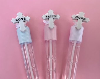 Holy Cross Bubble Wand Favors: Wedding, Baptism, Christening