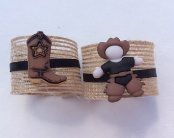 Western Theme Napkin Rings: Party Napkin Rings with Cowboy Charms, Western Tableware, Western Party Supplies