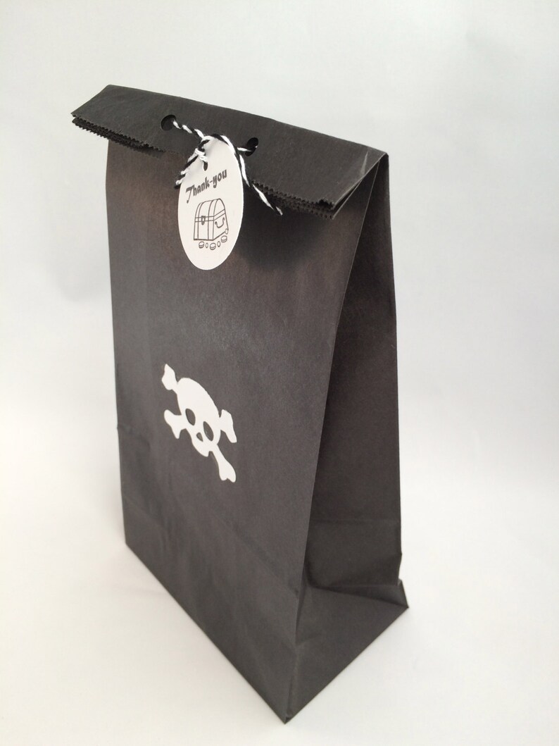 Pirate Favor Bags 10 Pirate Paper Party Bags Black Paper Etsy