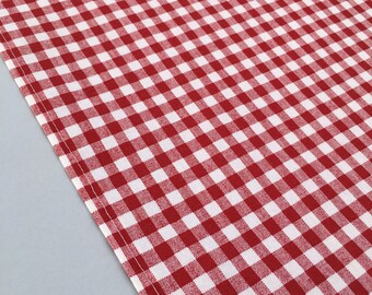 Red Gingham Table Runner:  Accent Table Mat or Runner Ideal for a Western, Barnyard or Picnic Party