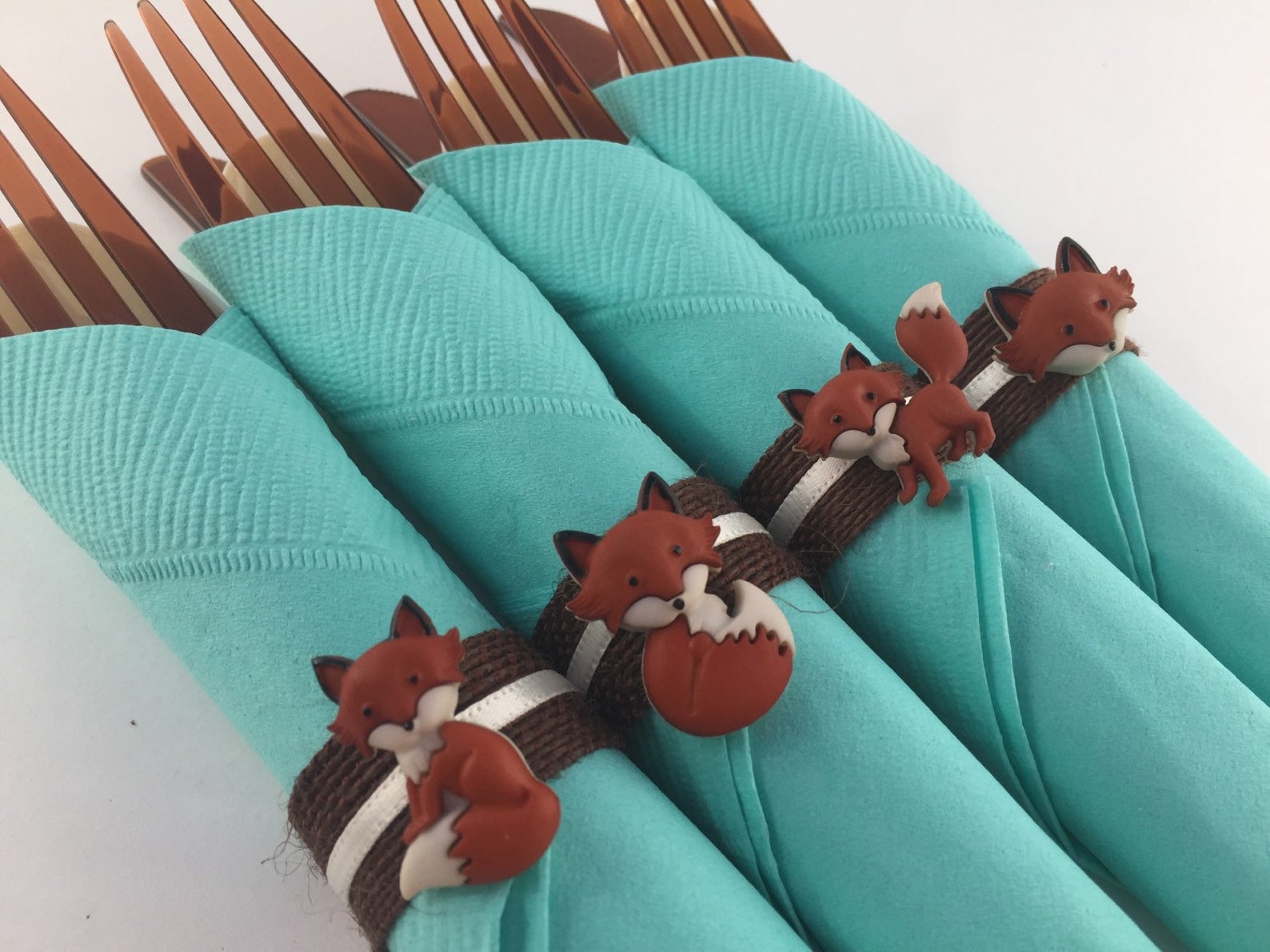 Fox Party Flatware Woodland Theme Fox Flatware Fox Party Etsy