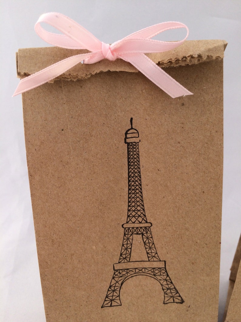 Paris Gift Bag Paris Treat Bags Eiffel Tower Kraft Paper Favor Bags 10