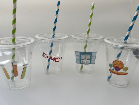 Science Party Supplies: Science Party Plastic Cups With Straws, Science  Party, Science Theme Party 