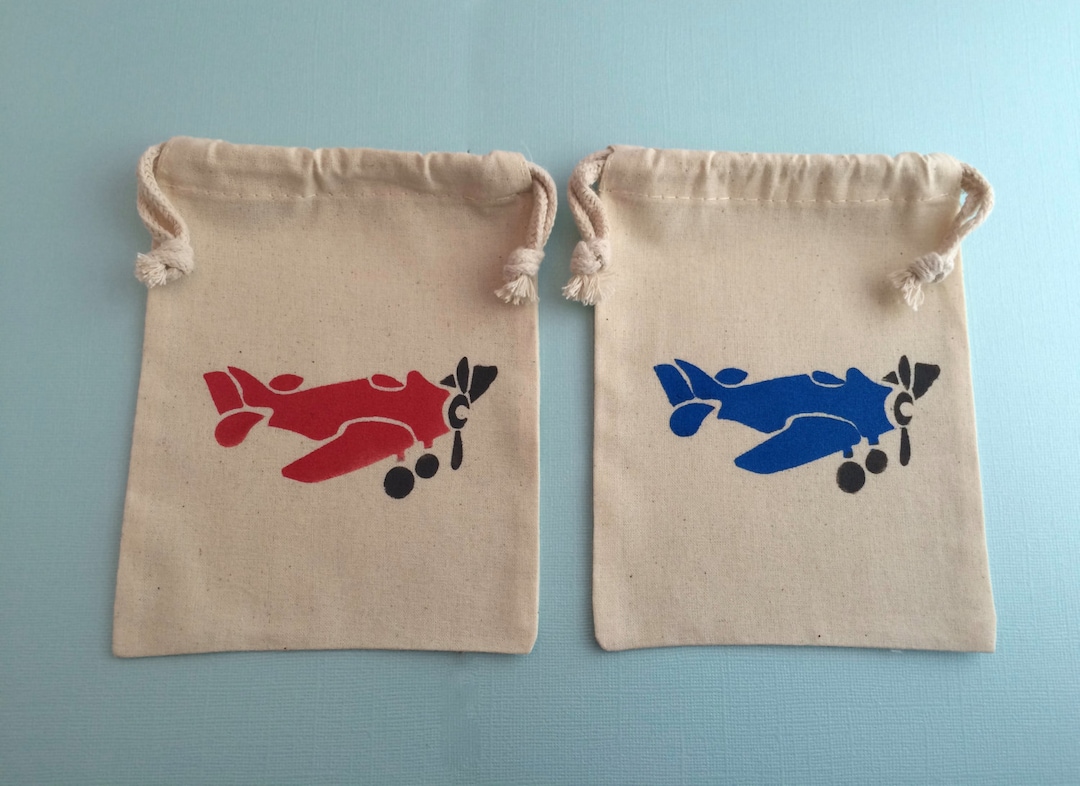 Airplane Party Favor Bags With Blue Plane and Red Plane Etsy