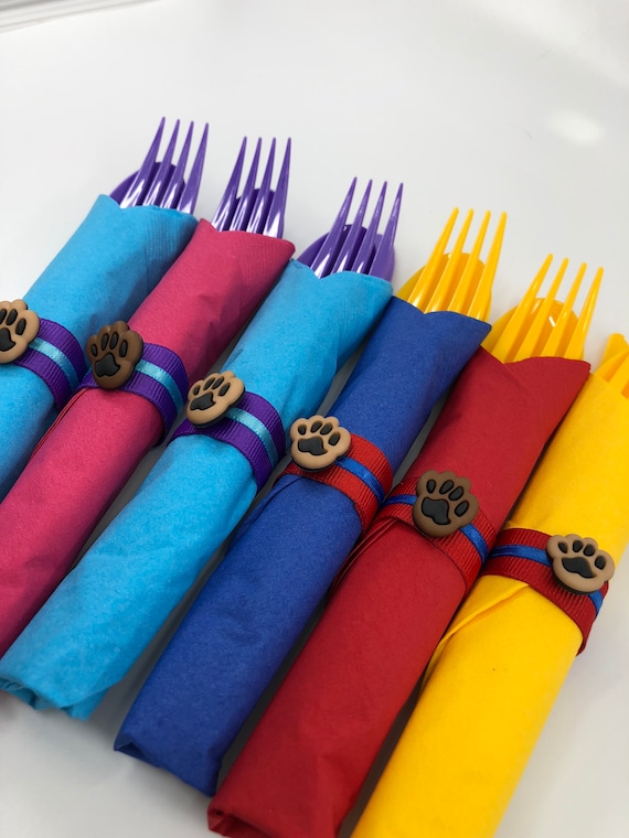 Paw Print Flatware: Paw Patrol Party Silverware Paw Napkin Rings