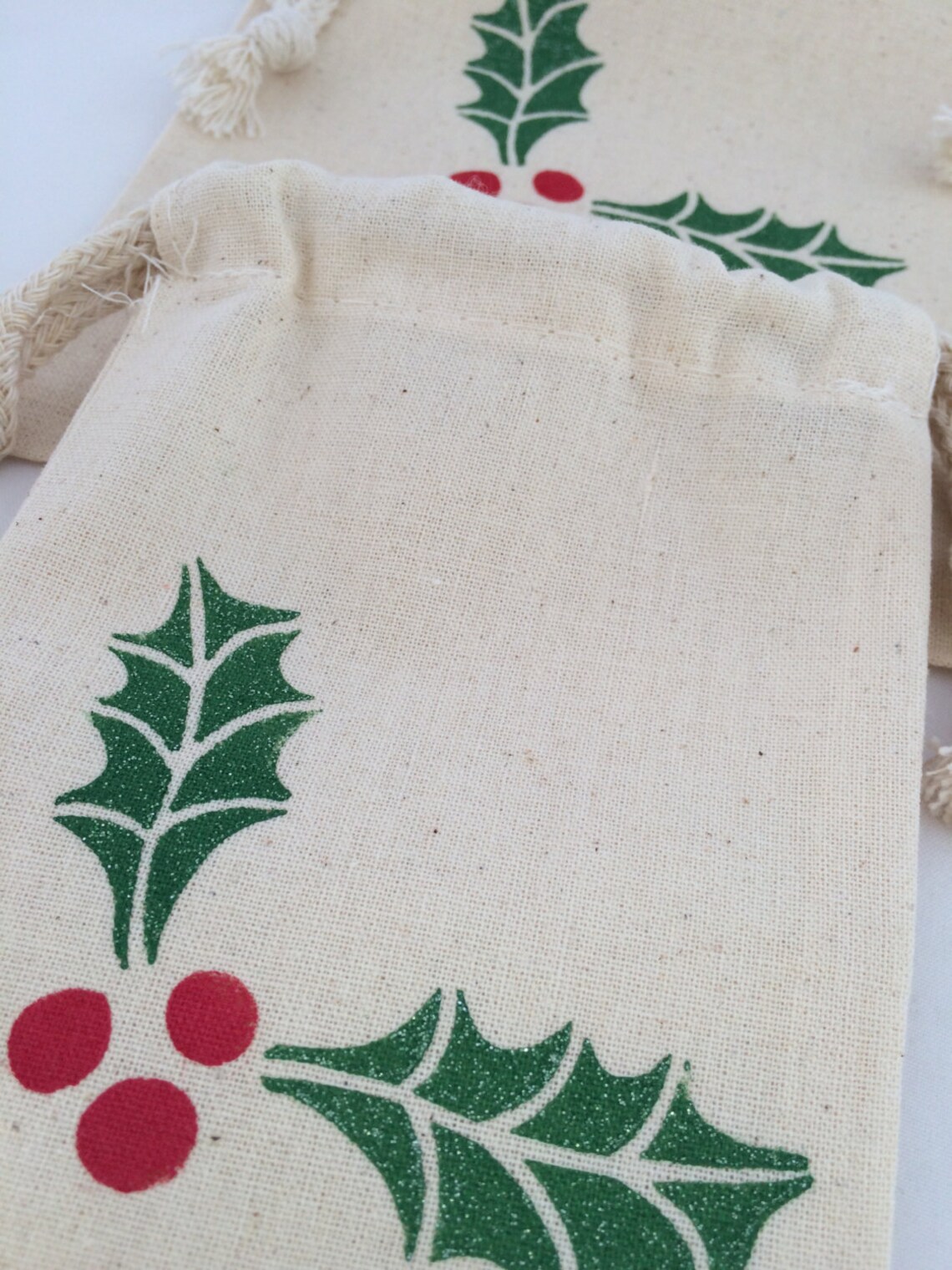 6 Reusable Holiday Gift Bags Various Sizes Drawstring Etsy