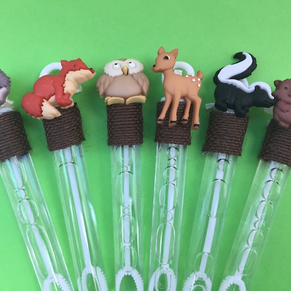 Woodland Animal Bubble Favors: Fox, Owl, Deer Party Decor