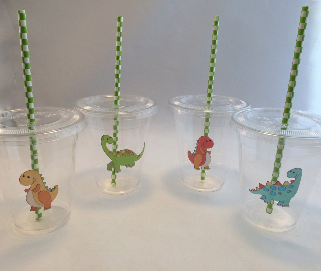 Dinosaur Cups With Lids and Straws Cute Dinosaur Plastic Etsy
