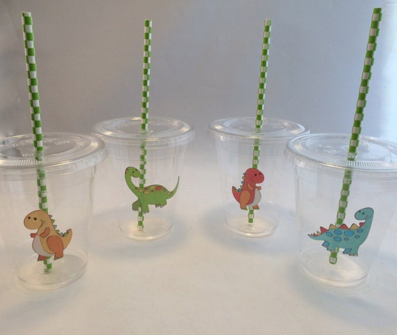 Dinosaur Party Cups with Lids and Straws