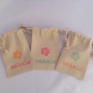 Mahalo/ Thank You Hawaiian Favor Bag, Luau Party Favor Bag - Hawaii Party Bag, Thank You Bag