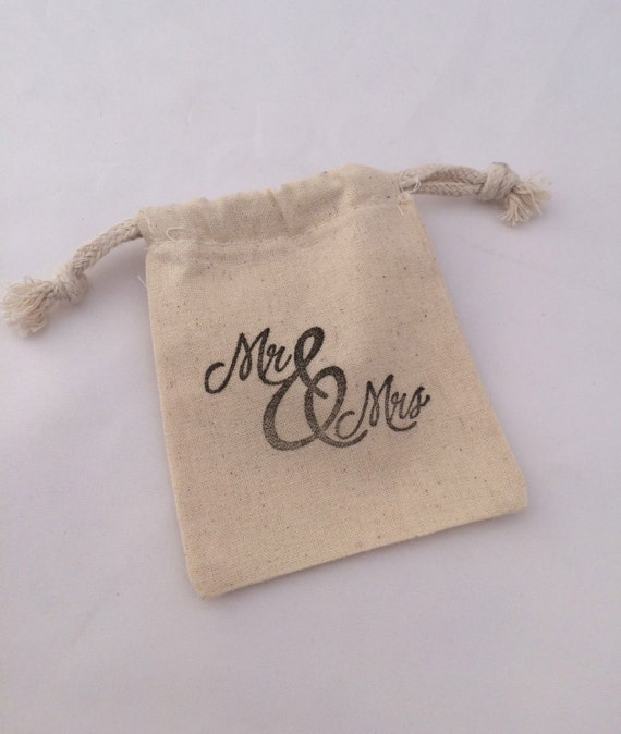 Wedding Favor Bags Mr and Mrs Drawstring Muslin Favor Bags Etsy