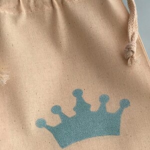 Princess Party Treat Bags: Pink or Gold Glitter Crown Muslin Bags Princess Favor Bags Cinderella Favor Bag image 5