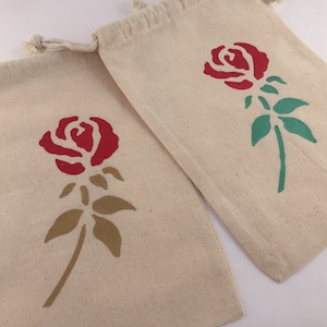 Beauty and the Beast Party Favor Bags: Beauty and the Beast Treat Bag, Reusable Drawstring Muslin Rose Favor Bags,