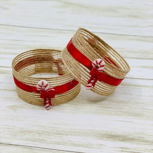 Christmas Candy Cane Napkin Rings, Christmas Napkin Rings, Holiday Party Tableware, Holiday Tableware