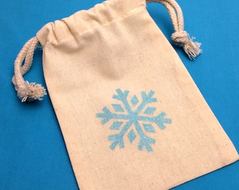 Bolsas de muselina con forma de copo de nieve: azul brillante, reutilizables.