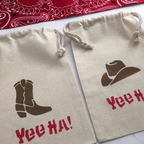 Western Favor Bag With Cowboy Hat and Cowboy Boot Design Etsy