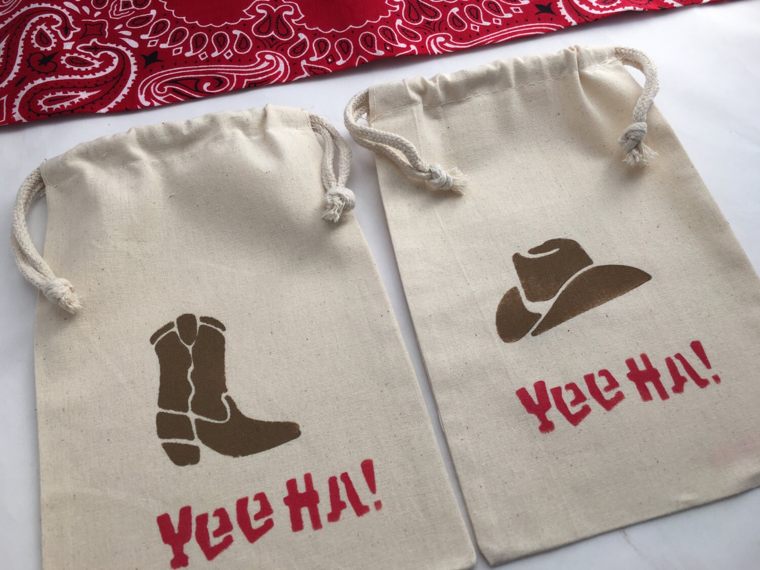 Western Favor Bag with Cowboy Hat and Cowboy Boot Design