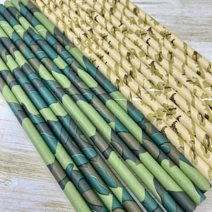 Camo Party Straws: Army Birthday Decorations, 25 Pack