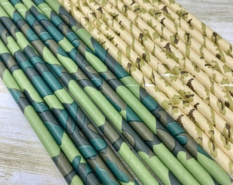 Camo Party Straws: Army Birthday Decorations, 25 Pack