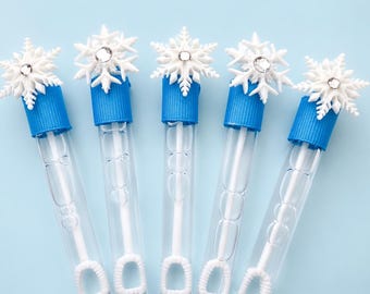 Snowflake Bubble Wand: Frozen Party Favors, Christmas Holiday Favor