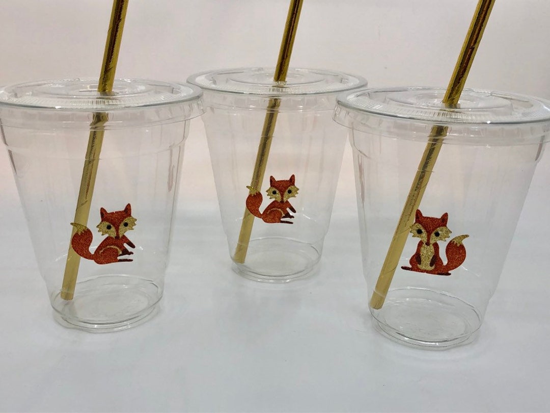 Fox Party Cups With Lids and Straws, Plastic Fox Party Drink Cups, Fox ...