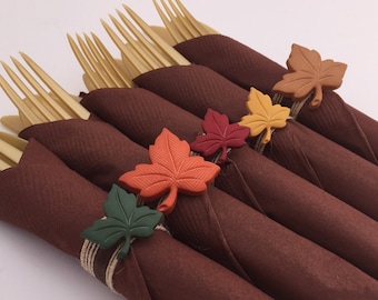 Autumn Leaf Thanksgiving Napkin Rings: Jute Table Decor